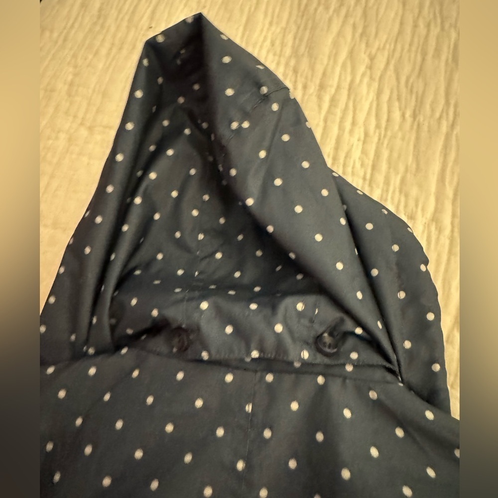 Capelli Women's Water Resistant Rain Trench Coat ~ Blue Polka Dot size M - Picture 6 of 10